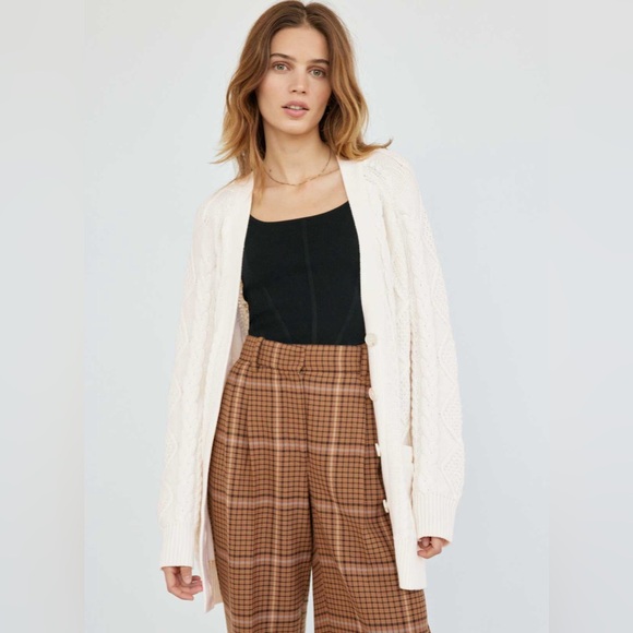 Aritzia Wilfred Cream Cable Knit Cardigan Women’s Size XS - Picture 3 of 11